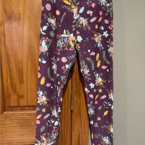 Women’s OS LuLaRoe Purple and Pink Leggings with Whimsical Patterns